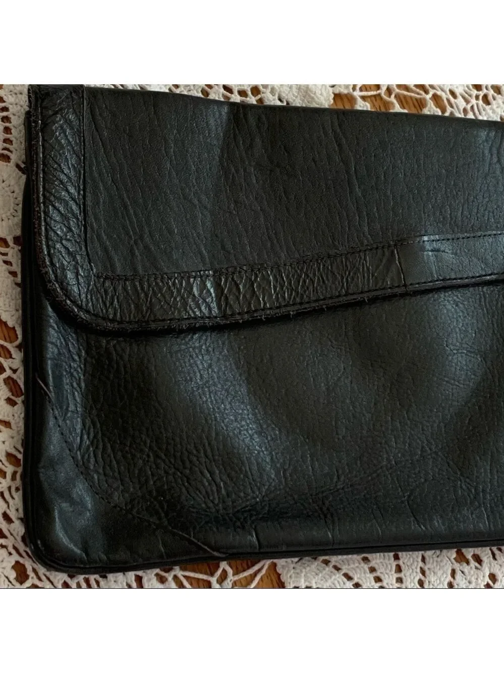 VINTAGE Genuine Leather envelope style clutch evening casual minimalist